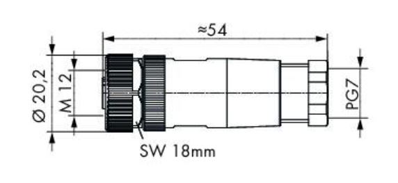 SSMELEC-CON-M12-5P-M-R  Conector hembra M12