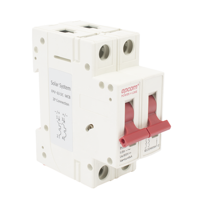 Protección Térmica/ Interrupción 2P,  63 A,  Corriente Directa  800 Vcc para Aplicación Fotovoltaica Montaje Riel DIN | FPV632PC63