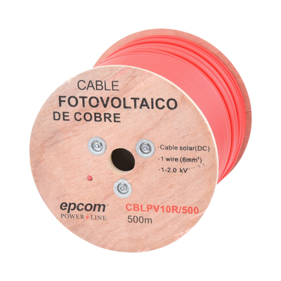 Carrete de 500 Metros / Cable Fotovoltaico Rojo  / Material COBRE / 6mm² (10AWG) / 2000 Vcc | CBL-PV-10R/500
