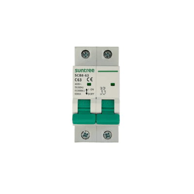 Protección Térmica/ Interruptor 2P, 40 A,  Corriente Alterna 400Vca para Aplicación Fotovoltaica Montaje Riel DIN | SCB8-63C40/2P