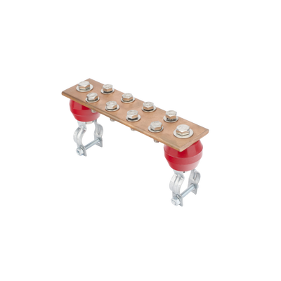 Barra Unión Torre 1000A / Cobre 100% / Compatible STZ30-45 / Aisladores Rojos / EIA-TIA-BICSI / TMGB-TGB | LP-BU-TZ