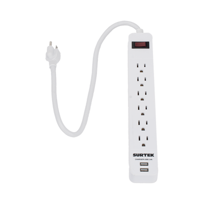 Multicontacto con 6 contactos aterrizados y 2 puertos usb. | SYS-136204