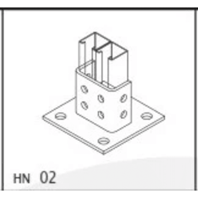 Base Cuadrada con 4 perforaciones para Perfil Doble. | ANC-HN02