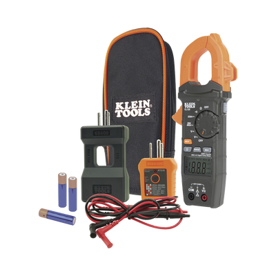 Kit de Amperímetro de Gancho (400A CA) con Probador de Fase y Divisor (para medir corriente sin cortar el cable). | CL-120-KIT