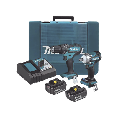 Kit de Rotomartillo Atornillador DHP482 + Atornillador de Impacto DTW301, incluye 2 Baterías BL1850B, 1 Cargador DC18SD y Maletín Plastico | DLX2500T
