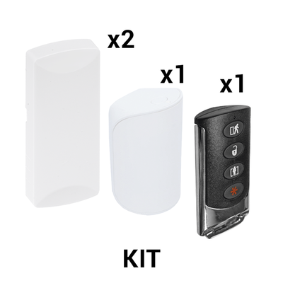 KIT Básico Sensores Inalámbricos - Incluye 2 Contactos Magnéticos, 1 PIR y 1 Llavero - Compatibles con Honeywell y PRO4GEN2 | KIT-RF-SFIRE-2