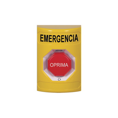 Botón de Emergencia en Español, Color Amarillo, Acción Mantenida, Girar para Restablecer y LED Multicolor | SS2209EM-ES