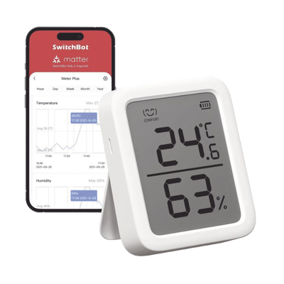 Medidor de temperatura y humedad Datos en pantalla / inalámbrico BLUETOOTH compatible con HUB SwitchBot | SWITCHBOTMP