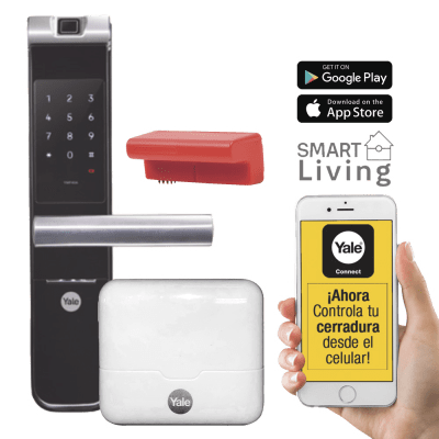 Kit Cerradura con manija YMF40A y HUB, Apertura por,  Código, Biometría y apertura por SMARTPHONE, Para puertas de 35 a 90 mm de espesor | MX81861