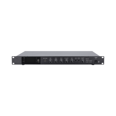 Amplificador de Audio | 1 canal | 350 W | Sistema 100V y Baja Impedancia | 4 Entradas de Micrófono Balanceadas | Bluetooth | USB | SD | FM | Montaje en Rack | EP-B350DTB