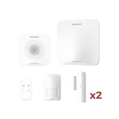 (AX HOME) KIT de Alarma AX HOME / Incluye: 1 Hub con batería de respaldo / 1 Llavero / 1 PIR / 2 Contactos Magnéticos / 1 Sirena / Wi-Fi / Compatible con Hik-Connect P2P y Hik-Partner PRO | AXHOME-KIT-WIFI