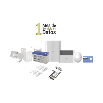 KIT Panel de Alarma HYBRID PRO / 1 Panel Híbrido / 1 Monitor LCD / 2 Contactos Magnéticos Inalámbricos / 1 PIR Inalámbrico / 1 Batería 12 vcc 7 Amp | DS-PHA64-LP/GSM
