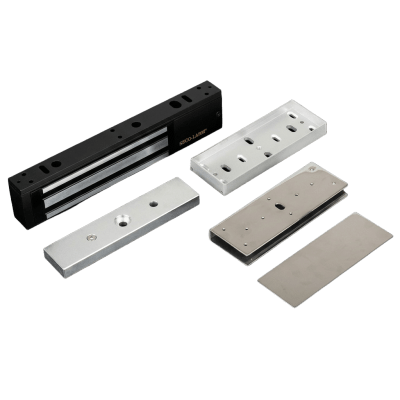 Kit Para Control de Acceso Incluye Chapa Magnética de 600 Lbs / Montaje En "U" Para Puerta de Cristal /  Uso Interior / Certificación UL / Color Negro / Diseño Elegante | E941SB600PQ/KITU