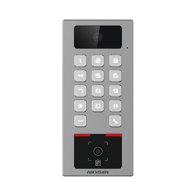 Teclado con Lector Físico de QRs para Exterior Antivandálico IP65 & IK09 con función de Videoportero Multiapartamento / Tarjeta, Código QR, PIN o App HikConnect  / Cámara 2 MP compatible con NVRs / Soporta b | DS-K1T502DBWX-CQR