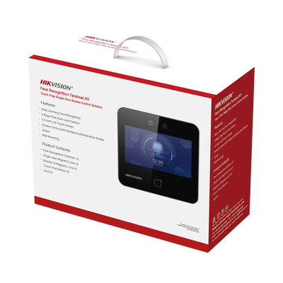 Kit de Control de Acceso TODO INCLUIDO con Lector de Rostros, QRs y Tarjetas / 1,500 rostros / Compatible con App HIKConnect /Incluye Electroimán  Botón de Salida y Montajes Z y L para imán / HIK-IA | DS-KAS343