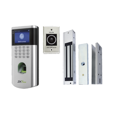 KIT de Control de Acceso LF10/ PUSH / Compatible con ZKBioCVAccess / 1,500 Usuarios / Chapa magnética / Botón de Salida / Tarjeta de proximidad | LF10KITV2