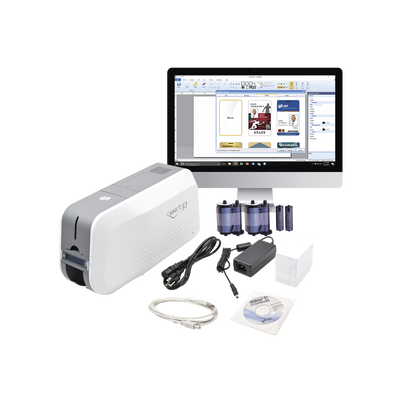 Kit de Impresora tarjetas de PVC / Puede Crecer a Laminador/ Una Cara / Incluye: 2 x Ribbon a Color, 100 Tarjetas PVC, Kit de Limpieza, Software | SMART51SK