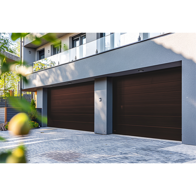 Puerta de Garage D / Alta calidad / 16x7 pies / 1 3/4" Aislante Termico / Estilo Americana / Imitacion Madera / BLACK WALNUT . | GARAGE-167B