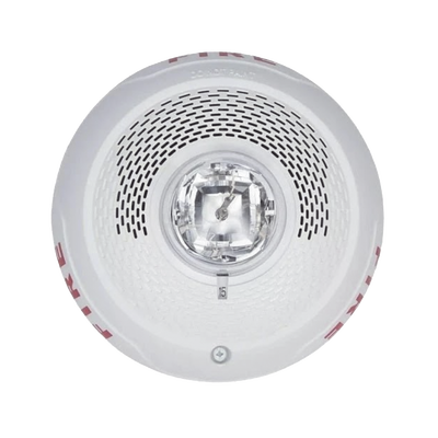 Bocina con Lámpara Estroboscópica, Montaje en Techo, Color Blanco, Nuevo Diseño Moderno y Elegante y Menor Consumo de Corriente | SPSCWLED