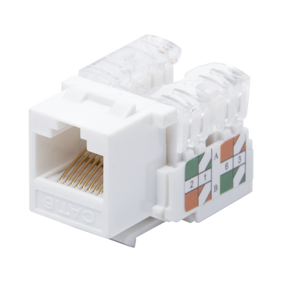 Módulo Jack Keystone Cat6 con Terminación 110 (Punchdown) para Faceplate - Color Blanco | LP-KJ-601-WH