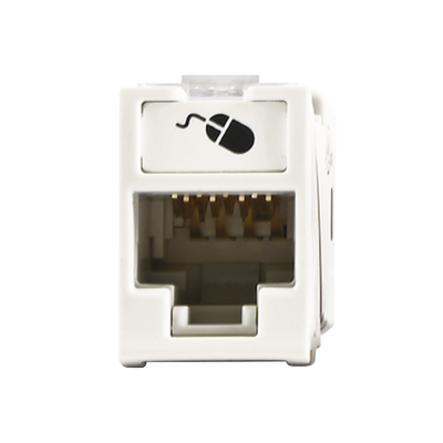 Jack Ultramax Cat6, UTP, Montaje Híbrido en Placa de Pared (Plano y Angulado), Color Blanco, Punch Down | U6-H02NS