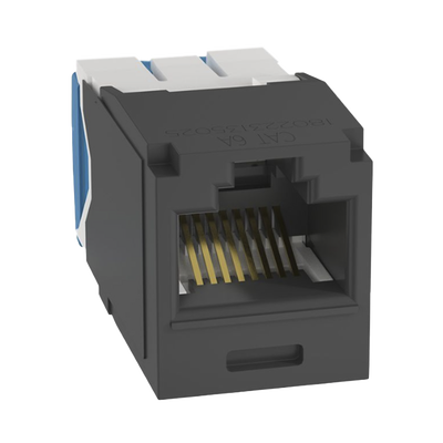 Conector Jack RJ45 Estilo TG, Mini-Com, Categoría 6A, de 8 Posiciones y 8 Cables, Color Negro | CJ6X88TGBL