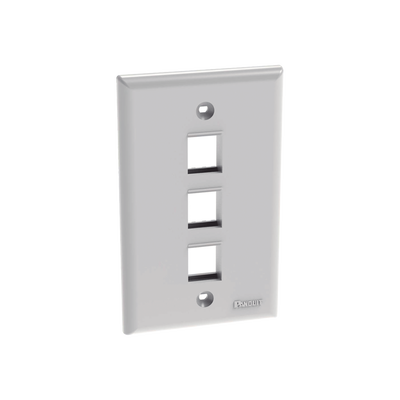 Placa de Pared Vertical, Salida Para 3 Puertos Keystone, Color Blanco | NK3FNWH