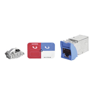 Jack Z-MAX Cat6A, Blindado, Montaje Híbrido en Placa de Pared (Plano y Angulado), Color Azul | Z6A-S06