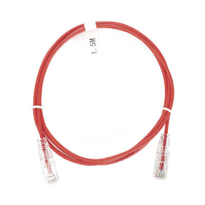 Cable de Parcheo Slim UTP Cat6 - 1.5 Metros (4.92 Pies) Rojo Diámetro Reducido (28 AWG) | LP-UT6-150-RD-28