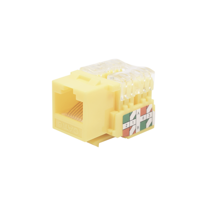Módulo Jack Keystone Cat6 con Terminación 110 (Punchdown) para Faceplate - Color Amarillo | LP-KJ-601-YE