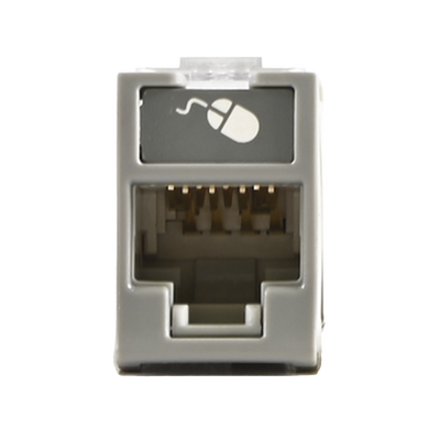 Jack Ultramax Cat6A, UTP, Montaje Híbrido en Placa de Pared (Plano y Angulado), Color Gris, Punch Down | U6A-H04NS