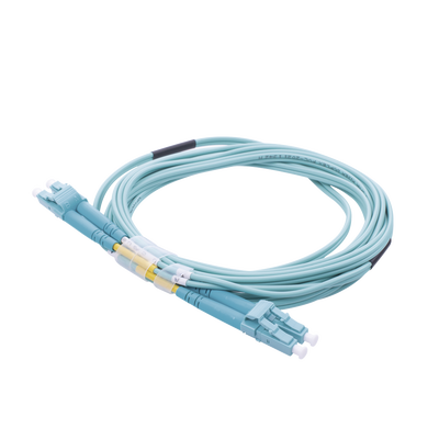 Jumper de Fibra Óptica Multimodo OM4 50/125 LC-LC OFNR (Riser), 2.0 mm, Dúplex, Aqua, 3 Metros (9.84 Pies) | LP-FOM4-LCLC-R03
