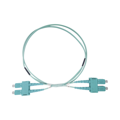 Jumper de Fibra Óptica Multimodo OM3 50/125 SC-SC OFNR (Riser), 2.0 mm, Dúplex, Aqua, 3 Metros (9.84 Pies) | LP-FOM3-SCSC-R03