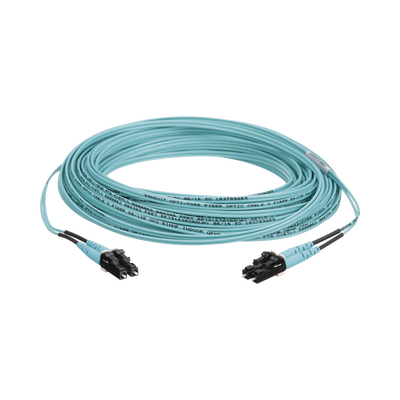 Jumper de Fibra Optica Multimodo 50/125 OM3, LC-LC Duplex, OFNR (Riser), Color Aqua, 10 Metros (32.81 Pies) | FX2ERLNLNSNM010