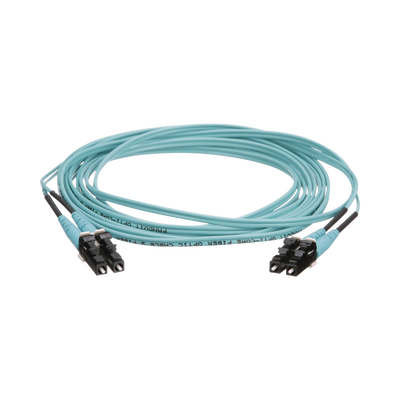 Jumper de Fibra Óptica Multimodo 50/125 OM4, LC-LC Duplex, OFNR (Riser), Color Aqua, 5 Metros (16.40 Pies) | FZ2ERLNLNSNM005