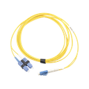 Jumper de Fibra Óptica Monomodo (OS2), XGLO, LC/UPC-SC/UPC Duplex, OFNR, Color Amarillo, 10 Metros (32.81 Pies) | FJ2-LCUSCUL-10