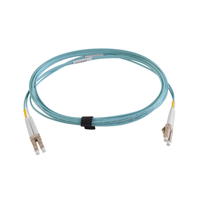 Jumper de Fibra Óptica Multimodo 50/125 XGLO OM4, LC-LC Duplex, OFNR, Color Aqua, 3 Metros (9.84 Pies) | FJ2-LCLC5V-03AQ