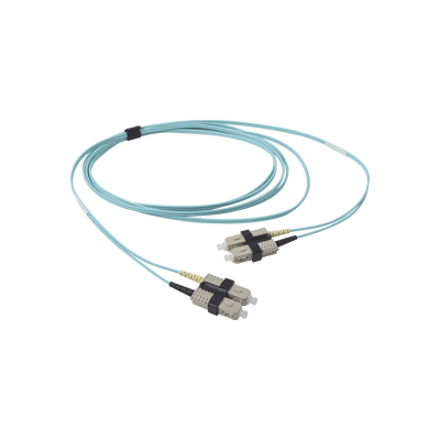 Jumper de Fibra Óptica Multimodo 50/125 OM3 XGLO, SC-SC Duplex, OFNR, Color Aqua, 3 Metros (9.84 Pies) | FJ2-SCSC5L-03AQ