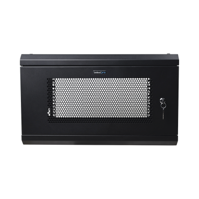 Gabinete de Pared de 6U con Puerta Perforada, 455 mm de Profundidad Total, Rack de 19'', Acero Reforzado Color Negro | SR1906LH3P