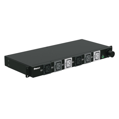 PDU Básico para Distribución de Energía, Plug de Entrada Trifásico CS8365C, Con 6 Contactos C19, Instalación Horizontal de 19in, 1UR, 50 Amp, 208 Vca | P06B02M