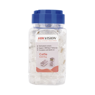 Bote con 100 Piezas de Plug Modular RJ45 / Cat 5e / Chapado en Oro a 30 Micras / Sin Blindaje / Fácil Instalación / Uso Interior / Soporta Norma TIA-568B / Cumple con RoHS 2.0 | DS-1M5EUA-30U