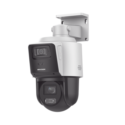[TandemVu] PTZ IP 4 Megapixel con Cámara Panorámica 4 Megapixel / 4X Zoom / Dual Light (40 mts IR + 30 mts Luz Blanca) / ACUSENSE / IP66  / PoE+ / DARKFIGHTER / Micro SD / Incluye Base para Techo o Pared | DS-2SE3C404MWG-E/14