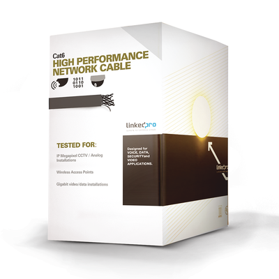 Bobina de Cable UTP de 305 Metros (1000 Pies) Cat6 Aleación de Cobre y Aluminio (CCA), Color Blanco, Uso Exclusivo Interior | PRO-CAT-6/W