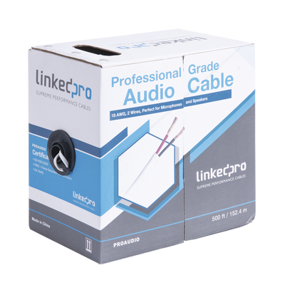 Cable para Audio Profesional de 2 Conductores Calibre 18 para Aplicaciones de Audio y Automatización Bobina de 152 Metros (500 Pies) | PRO-AUDIO