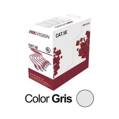 Bobina de Cable UTP 305 Metros (1000 Pies) / Cat5E (24 AWG) / Color Gris / PVC (CM) / Uso en Interior / 100% Cobre / Aplicaciones de CCTV y Redes de Datos | DS-1LN5E-S