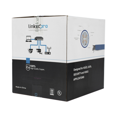 Bobina de Cable de 305 Metros (1000 Pies) Cat6+ Blindado F/UTP, CM, Calibre 23 Alto Rendimiento, ETL, UL, Color Azul, Super Flexible, para Aplicaciones de Video Vigilancia, Video HD, y Redes de Datos. Uso Interior. | PRO-CAT6-S