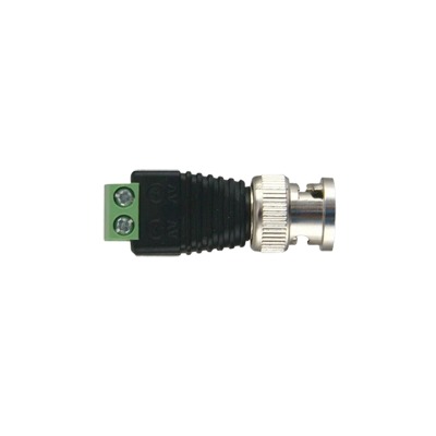 Adaptador de conector BNC macho a 2 terminales-tornillo para cables AWG-26-14, en aplicaciones Video Vigilancia, Níquel/ Oro/  PTFE y PVC. | TT-RG-17