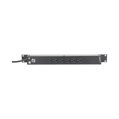 Multicontacto Horizontal (PDU) de 6 Contactos (NEMA 5-15R) Rack 19" 1UR. Voltaje Entrada/Salida: 120Vca/15A | HTCM1U6C