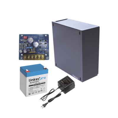Kit con fuente PLB2 con salida de 12 Vcc a 1.5 Amper, incluye transformador y batería de 12 V a 5.5 Amper | KIT16B2LK5