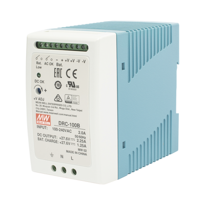Fuente de poder Riel Din 24V, 100W con Cargador de Bateria | DRC-100-B